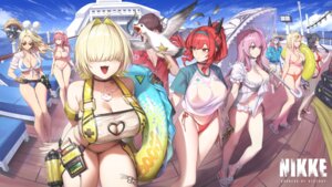 bandaid bikini centi_(nikke) dorothy_(nikke) elegg frima_(nikke) garter goddess_of_victory:_nikke megane open_shirt pepper_(nikke) rapi_(nikke) see_through swimsuits tattoo tove umbrella wet_clothes yan_(nikke)