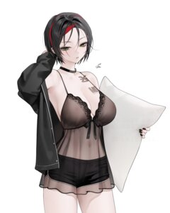 crow_(nikke) goddess_of_victory:_nikke lingerie nipples ohisashiburi see_through tattoo watermark