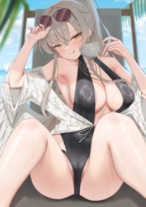 areola blue_archive cameltoe jinmuxi_(user_pvha4443) kirifuji_nagisa megane swimsuits wet wings