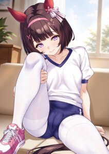 Rating: Questionable Score: 45 Tags: animal_ears buruma cameltoe gym_uniform loli nishino_flower_(umamusume) pantyhose shirokuma_a tail uma_musume_pretty_derby User: Arsy