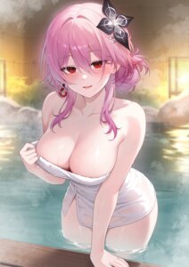 evernight honkai:_star_rail march_7th onsen see_through shrimp_cake towel wet
