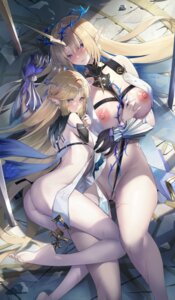 bottomless breasts cartethyia fleurdelys gainoob horns nipples no_bra pointy_ears pussy tattoo uncensored wet wuthering_waves