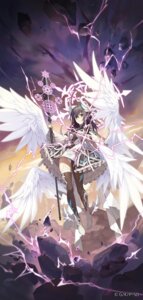 dress heels himeragi_yukina pantsu skirt_lift stockings strike_the_blood tagme thighhighs weapon wings
