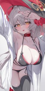 bikini blue_archive dress_shirt halo kerno open_shirt shirao_eri swimsuits thighhighs witch