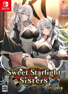 animal_ears bunny_ears disc_cover entergram hiiragi_ringo maid no_bra skirt_lift sweet_starlight_sisters thighhighs