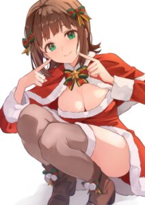 Rating: Questionable Score: 37 Tags: amami_haruka b1ack christmas dress heels no_bra skirt_lift the_idolm@ster thighhighs User: VigorousMMM