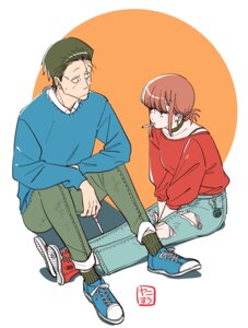 Rating: Safe Score: 7 Tags: jinushi sasaki_(yanisuu) smoking super_no_ura_de_yani_suu_futari sweater torn_clothes yamada_(yanisuu) User: VigorousMMM