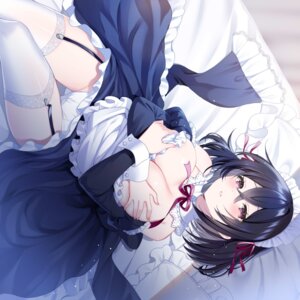 Rating: Questionable Score: 36 Tags: breast_hold breasts koyama_sao maid no_bra pantsu skirt_lift stockings thighhighs User: kiyoe