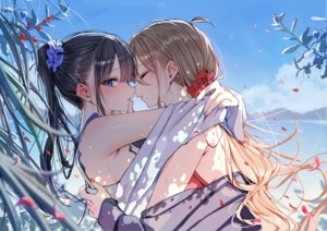 kudou_eru see_through swimsuits wet yuri