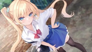 seifuku tamano_kedama thighhighs wallpaper