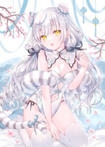 Rating: Questionable Score: 118 Tags: animal_ears chinadress nekomimi no_bra pantsu string_panties tail thighhighs wasabi_(sekai) User: Anonymous