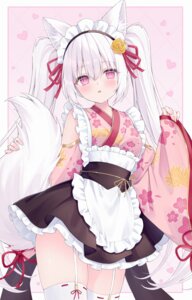 Rating: Questionable Score: 51 Tags: animal_ears inari_hinano indie_virtual_youtuber kitsune maid shano_hiyori skirt_lift stockings tail thighhighs wa_maid User: Anonymous