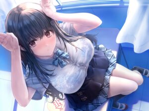 bra lingerie see_through seifuku suien wet_clothes