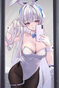 Rating: Questionable Score: 31 Tags: animal_ears blue_archive bunny_ears bunny_girl garter halo no_bra noa0319 pantyhose selfie ushio_noa User: Anonymous