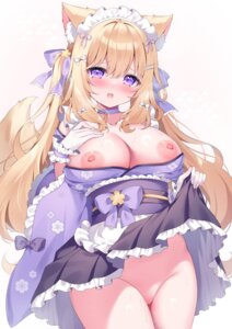 Rating: Explicit Score: 50 Tags: animal_ears breasts maid nipples no_bra nopan open_shirt pussy pussy_juice siooooono skirt_lift uncensored wa_maid wet User: Anonymous