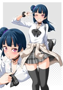 Rating: Questionable Score: 19 Tags: bra love_live!_(series) love_live!_sunshine!! open_shirt see_through seifuku skirt_lift sweater thighhighs tsushima_yoshiko wet_clothes yopparai_oni User: saemonnokami