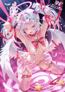 Rating: Questionable Score: 92 Tags: angel bondage garter heterochromia meion no_bra see_through thighhighs wings User: 御神