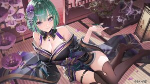 Rating: Questionable Score: 23 Tags: chungla garter japanese_clothes no_bra smoking thighhighs vspo! wallpaper yakumo_beni User: Anonymous