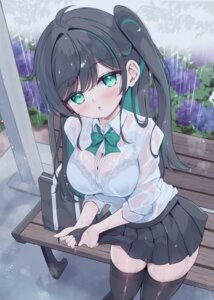 Rating: Questionable Score: 43 Tags: aoba_misuzu bra lingerie mikaze_maruto see_through seifuku skirt_lift thighhighs wet wet_clothes User: Arsy