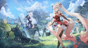 Rating: Questionable Score: 30 Tags: animal_ears asian_clothes fishnets garter heels heterochromia japanese_clothes kitsune mongil:_star_dive nekomimi netmarble_games no_bra nurse stockings sword tagme tail thighhighs User: blooregardo