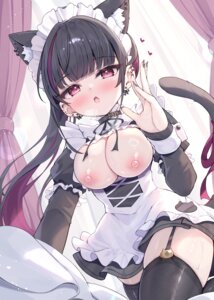 Rating: Questionable Score: 19 Tags: animal_ears breasts maid mikaze_maruto nekomimi nipples no_bra open_shirt skirt_lift stockings tail thighhighs User: Arsy