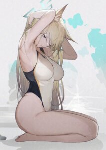 adversarial_noise animal_ears anths blue_archive halo inumimi ogata_kanna_(blue_archive) swimsuits