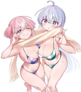 Rating: Questionable Score: 29 Tags: bikini fukuchi_kamio hiwamura_hiyori mukubayashi_mizuki swimsuits symmetrical_docking wet yowayowa_sensei User: himeno_nanako