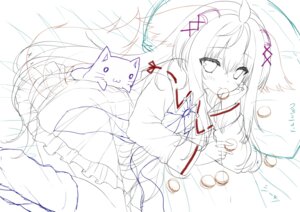 animal_ears inumimi lump_of_sugar moekibara_fumitake neko nursery_rhyme seifuku shikishima_krile sketch tail