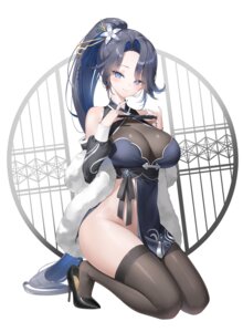 asian_clothes heels keibeam nopan see_through shin_ryu_hyang thighhighs