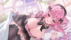 Rating: Questionable Score: 41 Tags: animal_ears heterochromia indie_virtual_youtuber lolita_fashion nekomimi no_bra see_through sheets shirakawa_miyu stockings su2525 thighhighs User: Anonymous