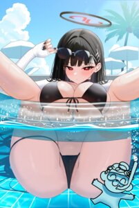 bikini blue_archive cameltoe garter halo megane mizikayo swimsuits thong tsukatsuki_rio wet