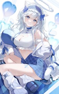 angel animal_ears bandaid indie_virtual_youtuber lumo_1121 nekomimi nekone_uyu skirt_lift tail wings