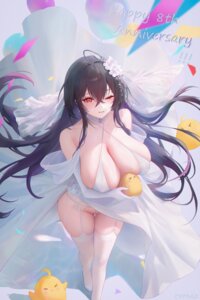 azur_lane breast_hold cyp3a2 dress erect_nipples garter_belt manjuu_(azur_lane) no_bra pantsu skirt_lift stockings taihou_(azur_lane) thighhighs thong