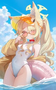 animal_ears blue_archive halo kitsune loli megane swimsuits tagme wet yurizono_seia