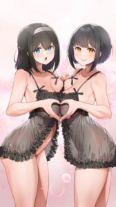 lingerie mk nipples nopan sagisawa_fumika see_through symmetrical_docking takafuji_kako the_idolm@ster the_idolm@ster_cinderella_girls