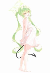 blue_archive dress halo kuma_mudi pointy_ears summer_dress tachibana_nozomi tail