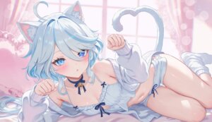 animal_ears furina genshin_impact heterochromia nekomimi pajama rrr_gns_(riuriu_1212) sweater tail