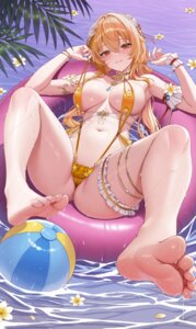 cameltoe dahe_zhuang_(yishi_fanhua) feet fenny_golden garter snowbreak:_containment_zone swimsuits wet