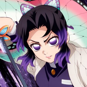 disc_cover japanese_clothes kimetsu_no_yaiba kochou_shinobu sword tagme uniform