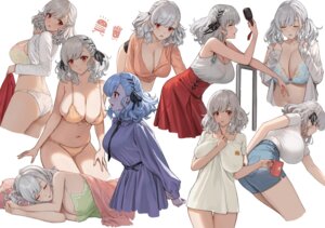 areola ass bra breast_hold erect_nipples girls_frontline no_bra open_shirt pajama pantsu see_through shirt_lift spas-12_(girls_frontline) terras