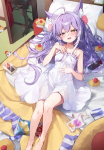 animal_ears clrawing garter hanako_nana heterochromia kitsune lingerie loli skirt_lift stellive tenko_shibuki thighhighs