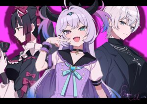 Rating: Safe Score: 13 Tags: endcard gokubara_michica gothic_lolita heterochromia horns lolita_fashion nechika-sama needy_girl_overdose purple_lollipop shigure_ui User: VigorousMMM