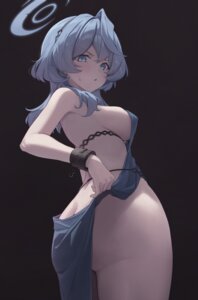 amau_ako ass blue_archive dress erect_nipples halo no_bra nopan skirt_lift springrain_06