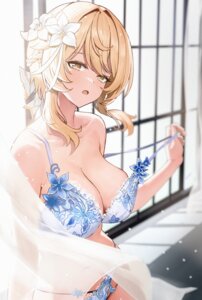 Rating: Questionable Score: 62 Tags: ayul_(ayulneri_92) bra genshin_impact lingerie lumine pantsu undressing User: Genex