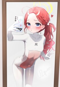 blue_archive bodysuit drawing_flover halo hanaoka_yuzu loli selfie