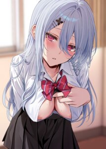 areola bra hizuki_higure open_shirt seifuku undressing