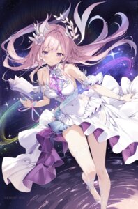cyrene dress garter honkai:_star_rail karory no_bra pointy_ears see_through skirt_lift