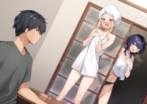 Rating: Questionable Score: 30 Tags: breast_hold dekkai_gal_to_chicchai_gal_ga_shitsuren_shita_ore_no_shinkyo_ni_iribitatteiru ebitani_reni himori_shuri nogi_meguru oryou pantsu topless towel wet User: himeno_nanako