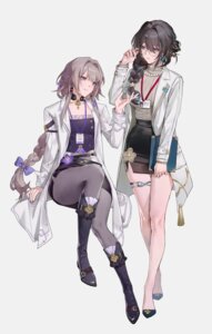 ateli_er garter herta honkai:_star_rail megane pantyhose ruan_mei skirt_lift sweater