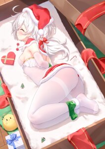 ass azur_lane bondage christmas flandre_(azur_lane) loli manjuu_(azur_lane) no_bra nopan pantyhose pussy qian_hen see_through skirt_lift uncensored